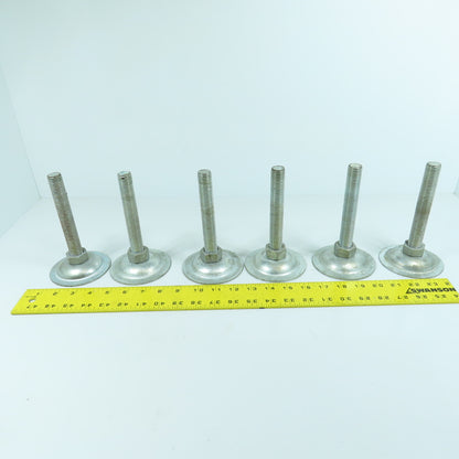 M20-2.5 Stud Mount Light Machine Table Leveling Feet 3.75" OD x 6.5" H Lot Of 6
