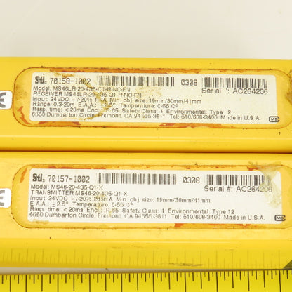 STI 70158-1002 70157-1002 Safety Light Curtain Set Transmitter & Receiver 24VDC