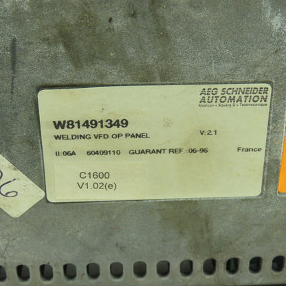 Telemecanique W81491349 Square D Welding VFD Panel Operating Interface