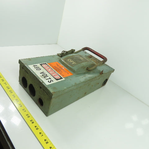 General Electric TH3362 Model 1 60A 600V 3P Fusible Safety Disconnect Switch