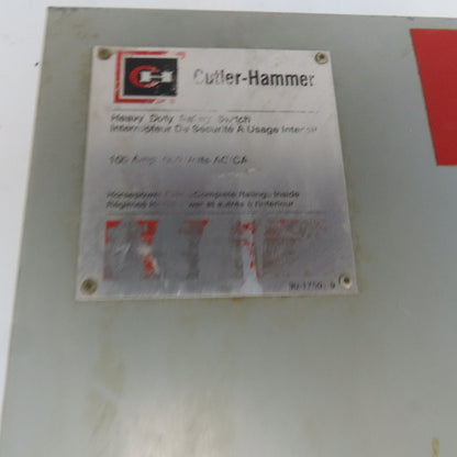 Cutler Hammer DH363UKW 100A 600V 240VDC 3 Pole Non Fusible Disconnect Switch
