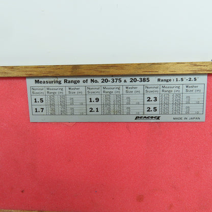Peacock 20-375 Indicator Bore Gage Set Indicator 1.5"-2.5"