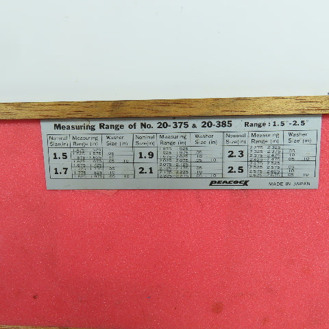 Peacock 20-375 Indicator Bore Gage Set Indicator 1.5"-2.5"