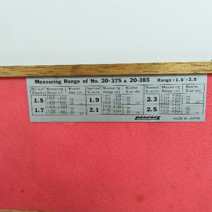 Peacock 20-375 Indicator Bore Gage Set Indicator 1.5"-2.5"