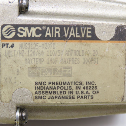 SMC NVS3125-0209D Pneumatic Solenoid Valve 1/4" NPT 110/120V Coil