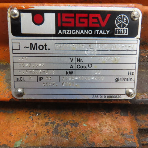 ISGEV ASiNCRONO AS 132 MB 2-4-8 3 Speed Electric Motor 3480/1740/840RPM 440V 3Ph