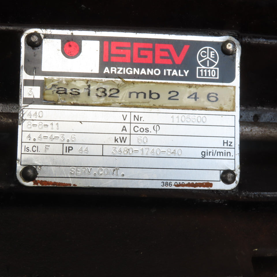 ISGEV AS 132 MB 2-4-6 3 Speed Electric Motor 3480/1740/840RPM 440V 3Ph