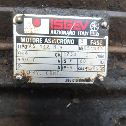 ISGEV AS 112 M4 AC Electric Motor 6.6CV 1730 440V 3Ph