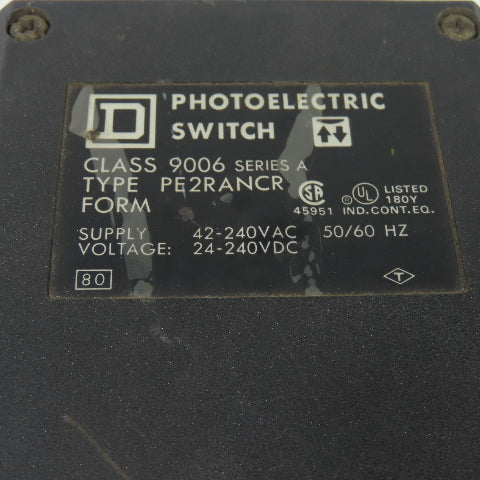 Square D 9006-PE2RANCR Ser A Photoelectric Switch Sensor 240VAC 240VDC 50/60Hz