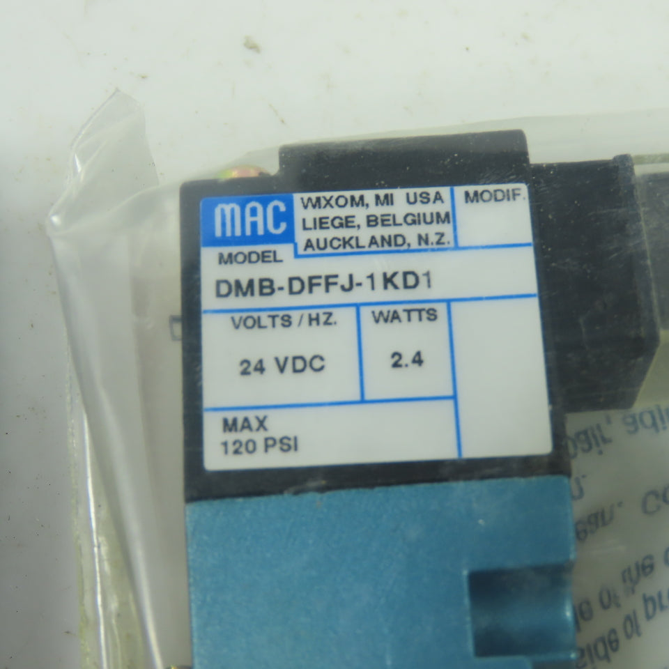 MAC DMB-DFFJ-1KD1 24VDC Solenoid Valve 120PSI 2.4W