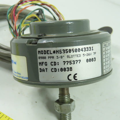 Dynapar HS35090043331 Hollow Shaft Encoder 0900 PPR 3/8" Bore 5-26V 7-Pin