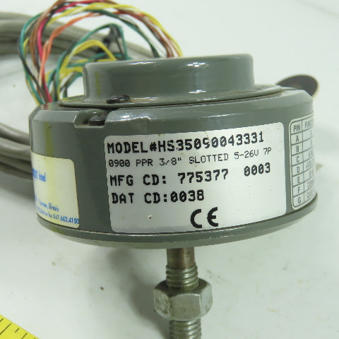 Dynapar HS35090043331 Hollow Shaft Encoder 0900 PPR 3/8" Bore 5-26V 7-Pin