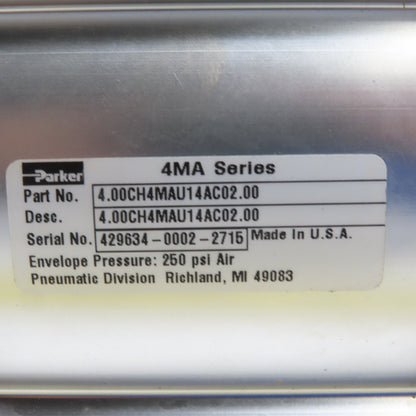 Parker 4.00CH4MAU14AC02.00 Pneumatic Air Cylinder 4" Bore 2" Stroke 250PSI