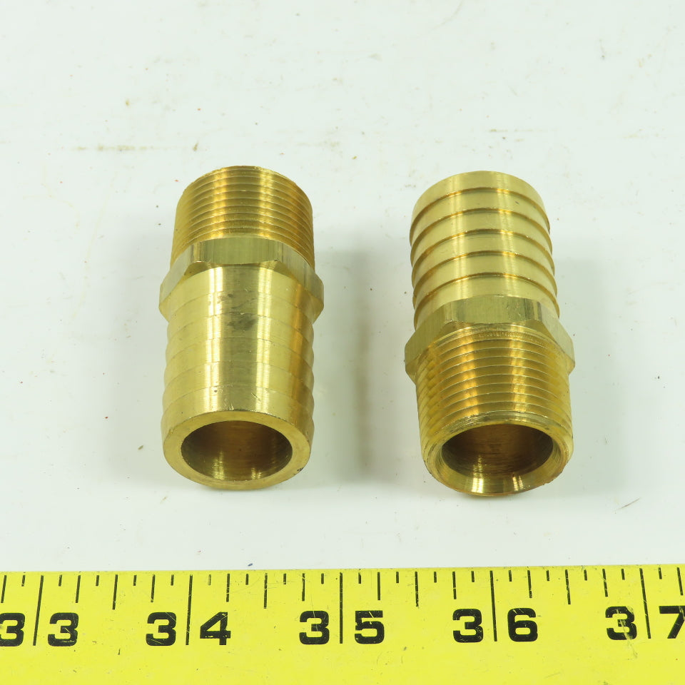 102 1612 C Style Hose Barb 3/4" NPT Male Brass Straight Fitting Lot Of 2