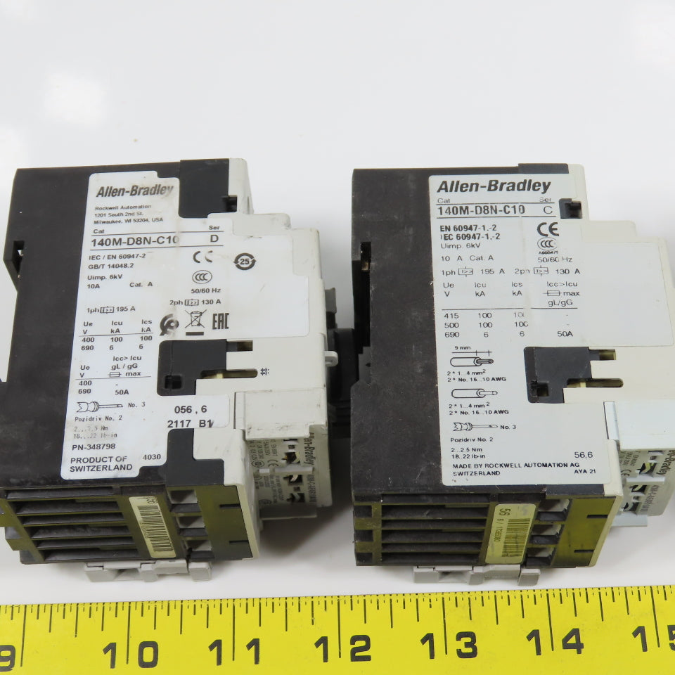 Allen Bradley 140M-D8N-C10 Ser C & D 10A Motor Circuit Protector Lot Of 4