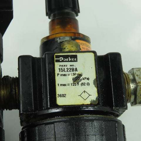 Parker 05E24A13AA 15L22BA Compressed Air Filter Regulator Lubricator 3/8" NPT