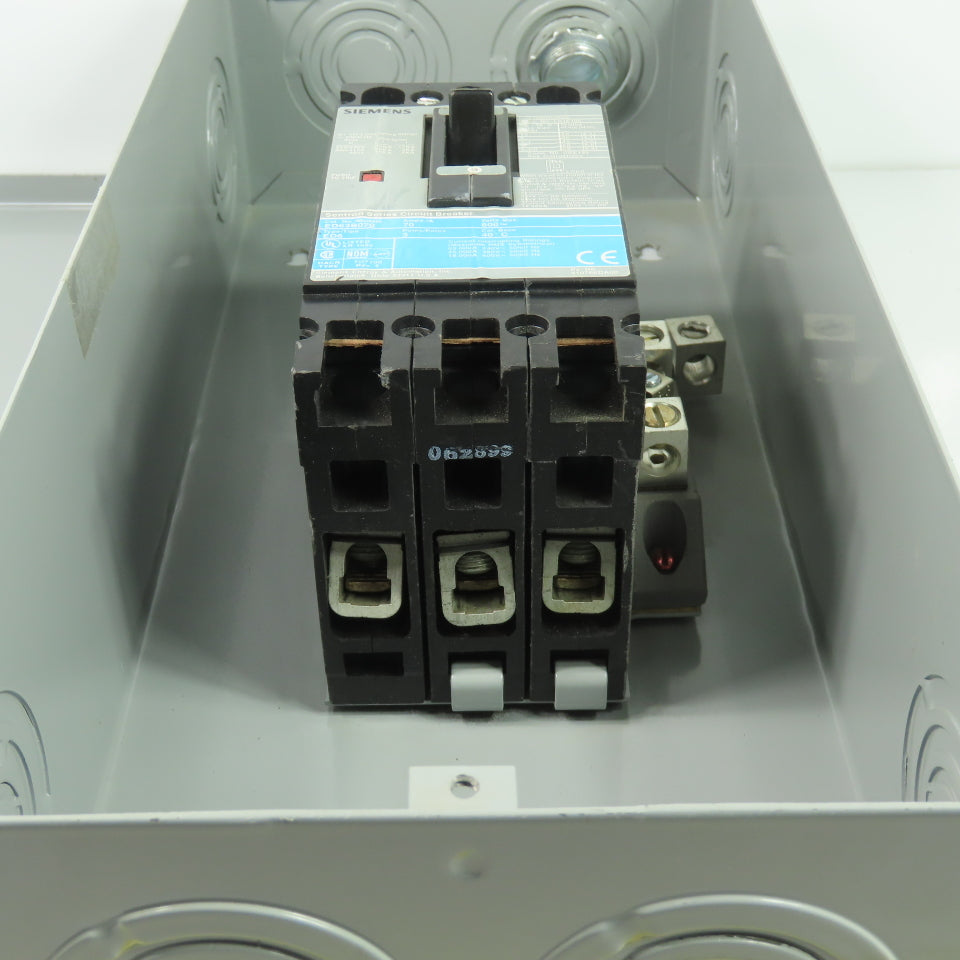Siemens E2N1S Circuit Breaker Enclosure W/ED63B070 3-Pole 70A 600V Breaker