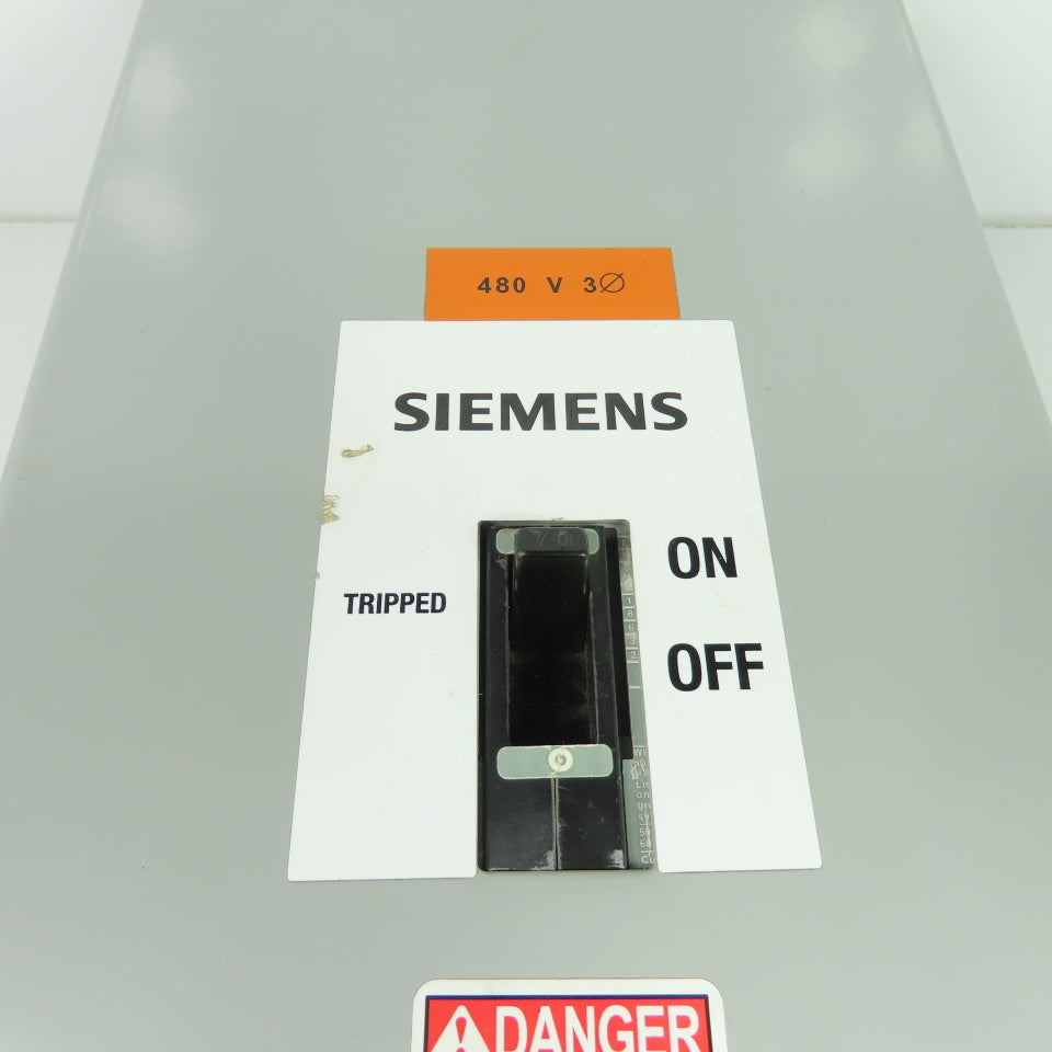 Siemens E2N1S Circuit Breaker Enclosure W/ED63B070 3-Pole 70A 600V Breaker