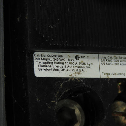 Siemens 27"x7-1/4"x5" Circuit Breaker Enclosure W/QJ22B200 200A 240VAC Breaker