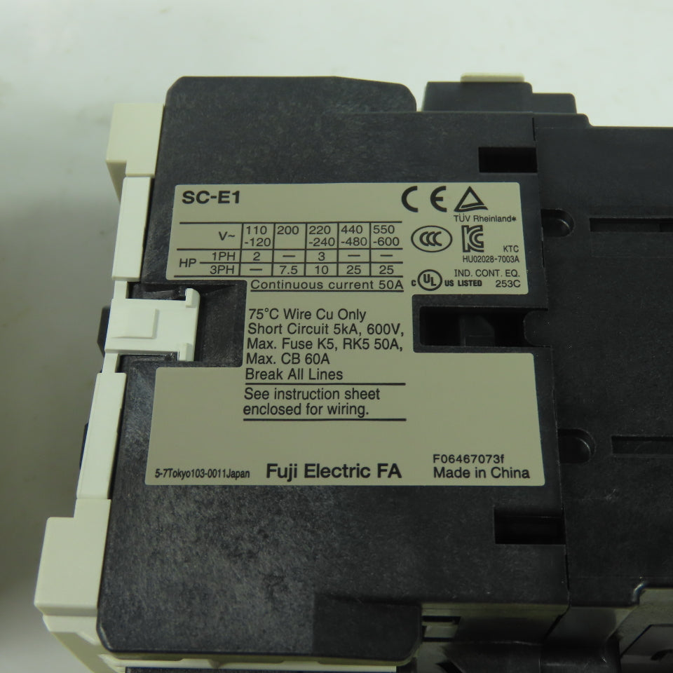 Fuji SC-E1 600V 3Ph Contactor 440/480V Coil