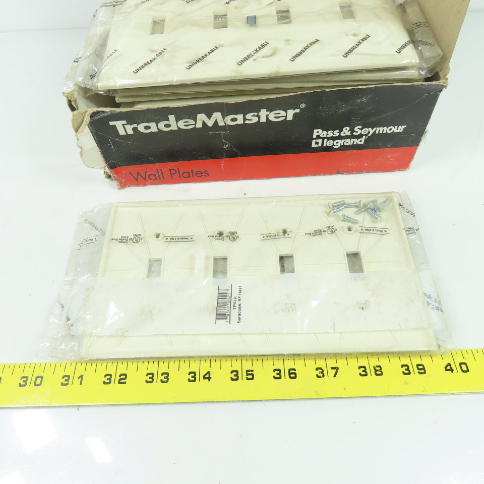Pass & Seymour TP4-LA Light Almond Wall Plate 4 Toggle Switch Cover Lot Of 12