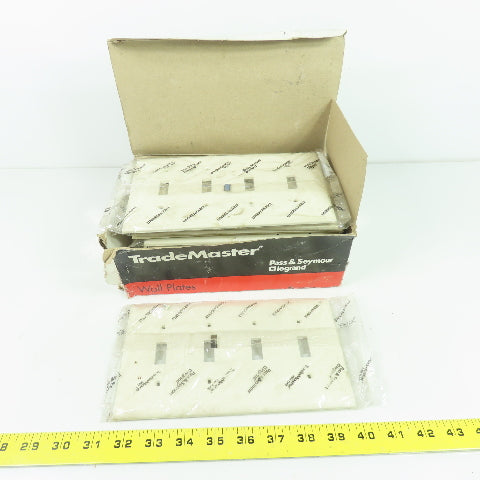 Pass & Seymour TP4-LA Light Almond Wall Plate 4 Toggle Switch Cover Lot Of 12