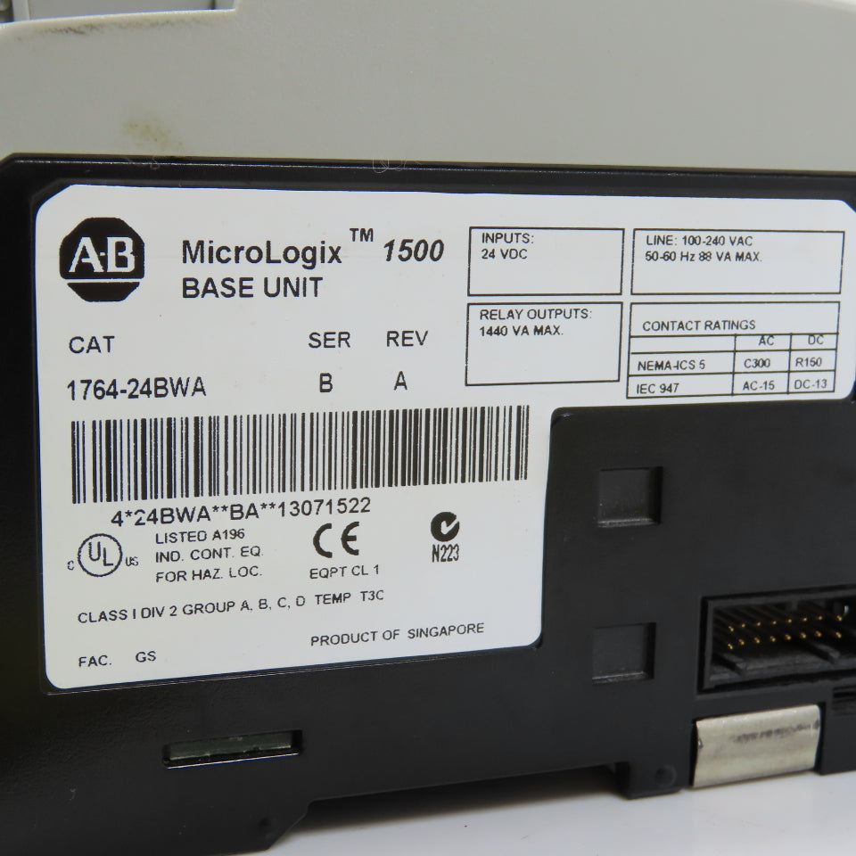Allen Bradley 1764-24BWA Ser B Rev A MicroLogix 1500 Base Unit