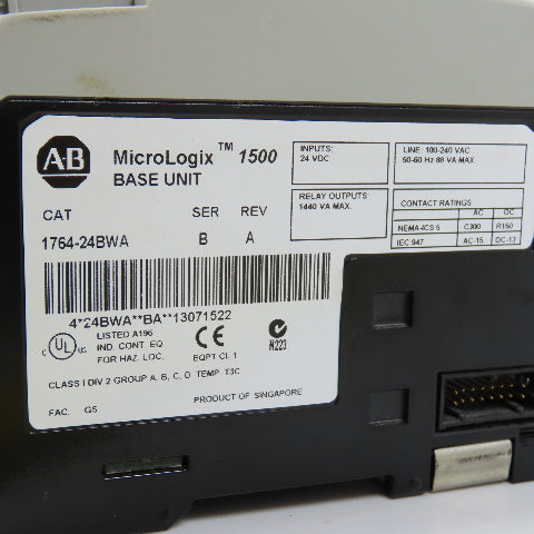 Allen Bradley 1764-24BWA Ser B Rev A MicroLogix 1500 Base Unit
