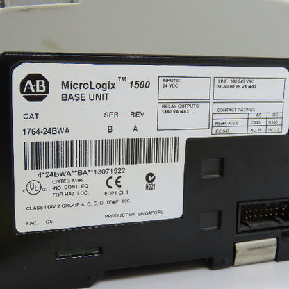 Allen Bradley 1764-24BWA Ser B Rev A MicroLogix 1500 Base Unit