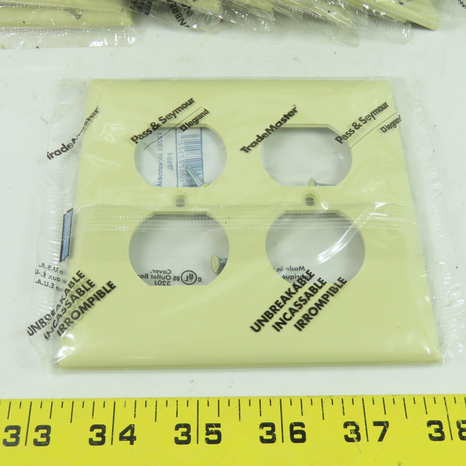 Pass & Seymour TP82-1 Ivory 2 Gang Duplex Wall Plate Switch Cover Lot Of 15