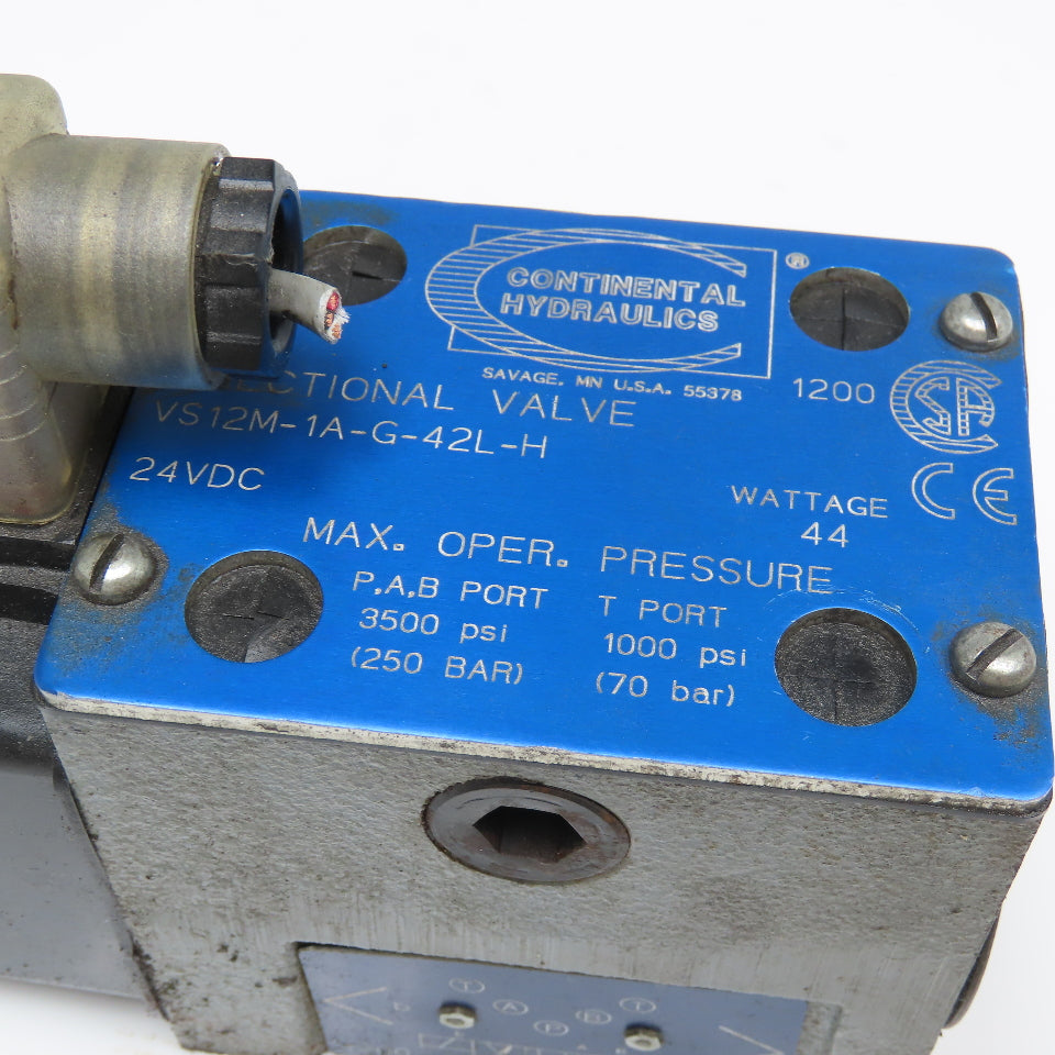 Continental VS12M-1A-G-42L-H 5/3 Way Hydraulic Directional Valve 24VDC Coil