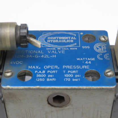 Continental VS12M-3A-G-42L-H 5/3 Way Hydraulic Directional Valve 24VDC Coil