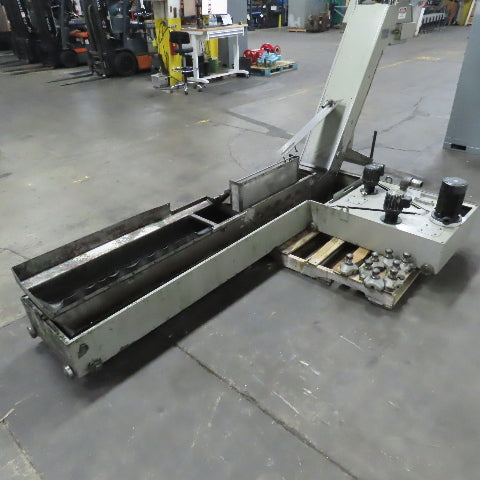 Hennig 11' Incline Chip Conveyor 7-3/4" Belt 5 FPM 45" Disch W/Coolant Recovery
