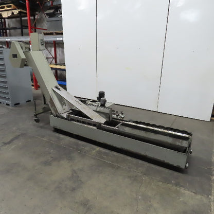 Hennig 11' Incline Chip Conveyor 7-3/4" Belt 5 FPM 45" Disch W/Coolant Recovery