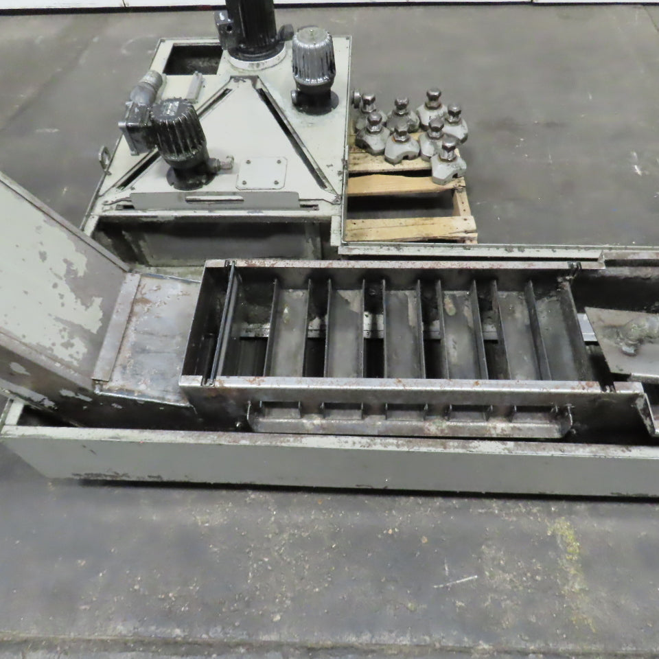 Hennig 11' Incline Chip Conveyor 7-3/4" Belt 5 FPM 45" Disch W/Coolant Recovery
