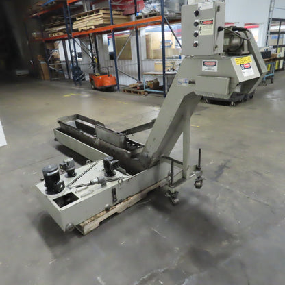 Hennig 11' Incline Chip Conveyor 7-3/4" Belt 5 FPM 45" Disch W/Coolant Recovery