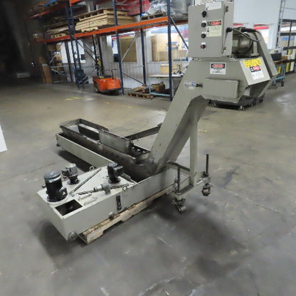 Hennig 11' Incline Chip Conveyor 7-3/4" Belt 5 FPM 45" Disch W/Coolant Recovery