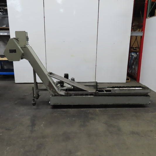 Hennig 11' Incline Chip Conveyor 7-3/4" Belt 5 FPM 45" Disch W/Coolant Recovery