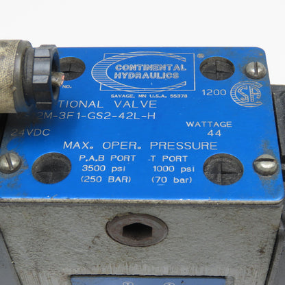 Continental VS12M-3F1-G-42L-H 5/3 Way Hydraulic Directional Valve 24VDC Coil