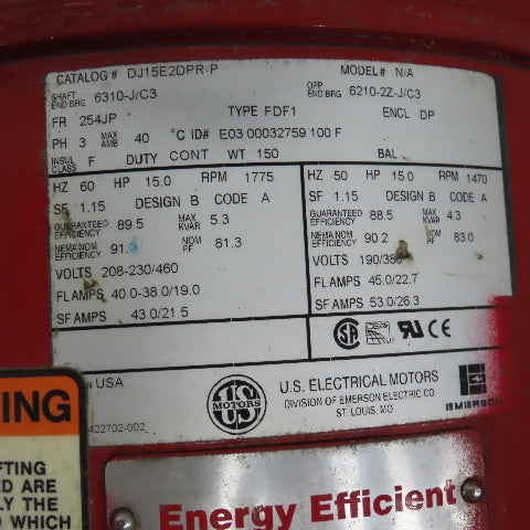 Bell & Gossett 4x11 10.250BF 15HP In-Line Centrifugal Pump 3PH 185GPM 100' Head