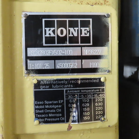 Kone HSC32802FX502-100 1:101.25 Ratio Gear Reducer 35mm x 120mm Shaft