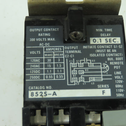 Allen Bradley 852S-A Ser F Solid State Timer Module 120V Line 300V Max Output