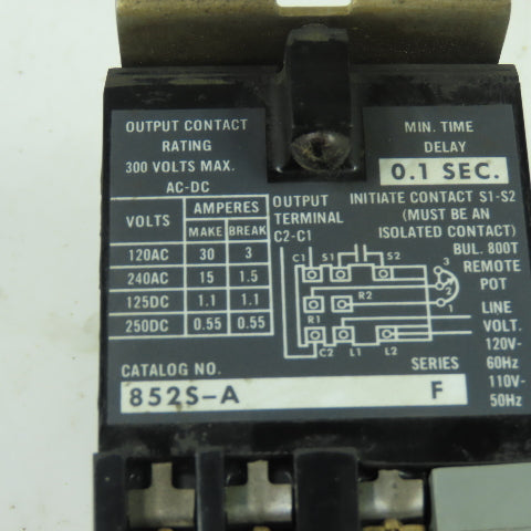 Allen Bradley 852S-A Ser F Solid State Timer Module 120V Line 300V Max Output