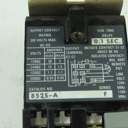 Allen Bradley 852S-A Ser F Solid State Timer Module 120V Line 300V Max Output