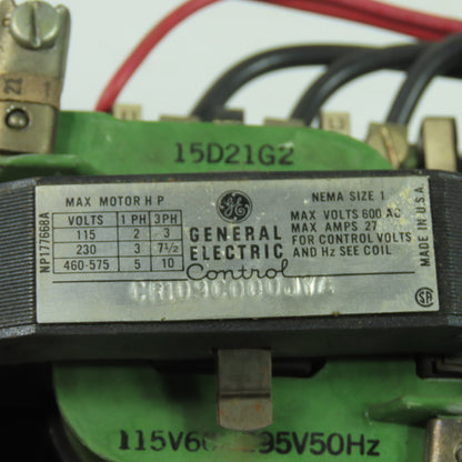 General Electric CR109C000JYA 600VAC Reversing Contactor Size1 27A 3Ph 115V Coil