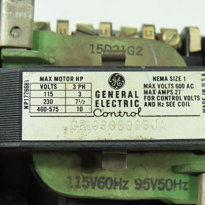 General Electric CR109C000bja 600VAC Reversing Contactor Size1 27A 3Ph 115V Coil