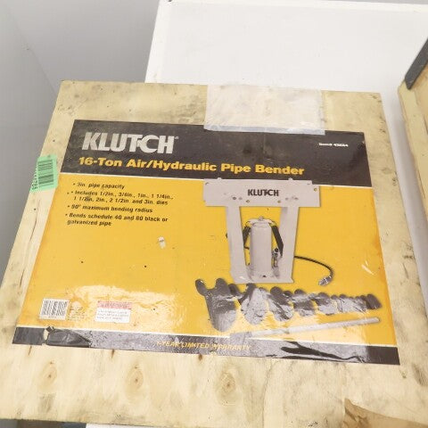 Klutch 16-Ton Air/Hydraulic Pipe Bender 3" Capacity W/8 Dies 1/2" To 3"