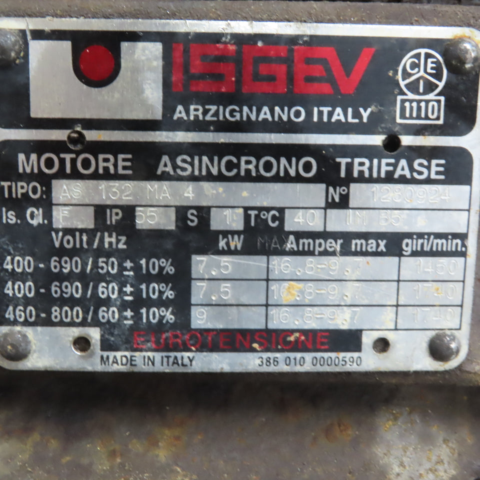IEGEV ASINCRONO AS 132 MA 4 7.5/9Kw 3Ph 50/60Hz Electric Motor 1450/950 RPM