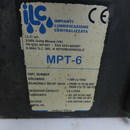 ILC MPT-6 Automatic Lubricator 220-480V 50/60Hz 6 Liter 500cc/Min