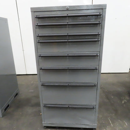 8 Drawer Industrial Parts Tool Storage Shop Cabinet 28 x 28" x 60" H Painted